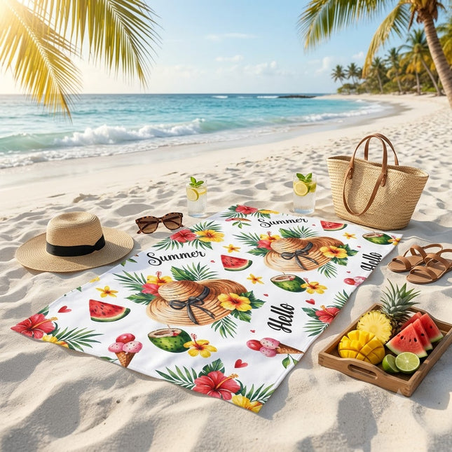Blue Ocean Wave Quick Dry Microfiber Beach Towel, Sand-Free