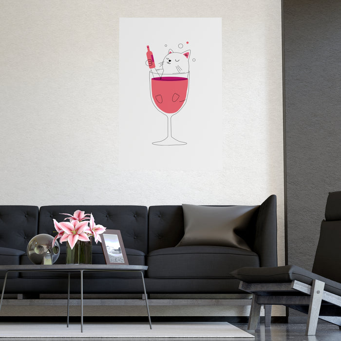 Sophisticated Cat Wine Matte Posters for Stylish Home Decor