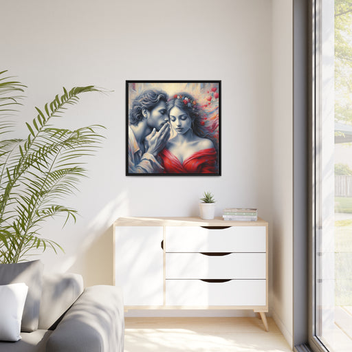 Whispering - Valentine Matte Black Pinewood Frame Canvas Art
