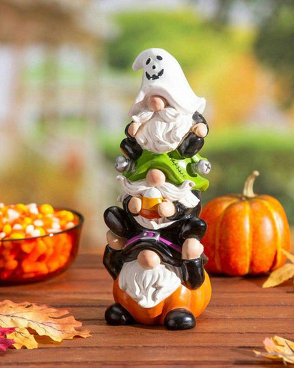 Enchanting Halloween Stacked Arhat Dwarf Sculpture for Home and Garden