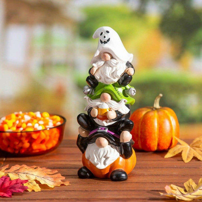 Enchanting Halloween Stacked Arhat Dwarf Sculpture for Home and Garden