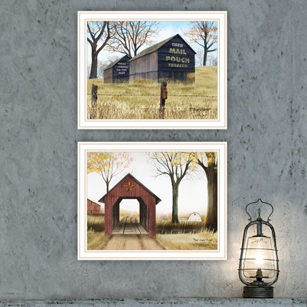 Billy Jacobs 2-Piece Framed Wall Art Set - Barn & Bridge Design, Multi