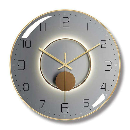 Sophisticated 12-Inch Silent Wall Clock with Curved Glass and Wooden Backing for Timeless Elegance