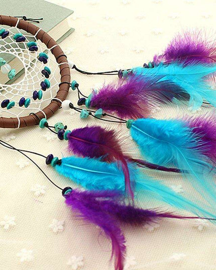 Turquoise Feather Dreamcatcher: Artisanal Elegance for Your Home