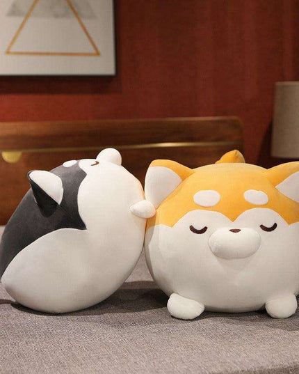 Huggable Plush Pillows: Cute Lazy Husky and Chubby Shiba Inu Designs