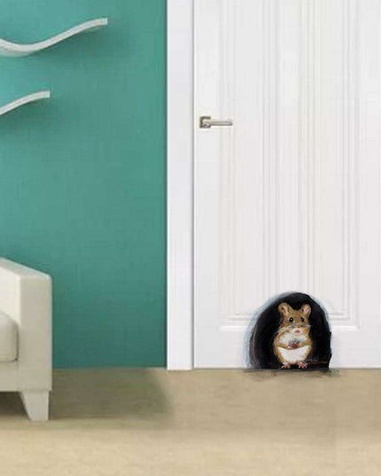 Whimsical Mouse Hole Wall Stickers: Enchant Your Living Space