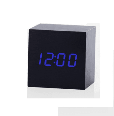 Sophisticated Voice-Activated LED Clock with Wood Grain Finish and Temperature Display