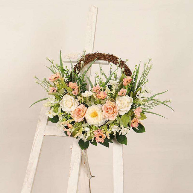 Elegant Cherry Blossom and Rose Decorative Wreath