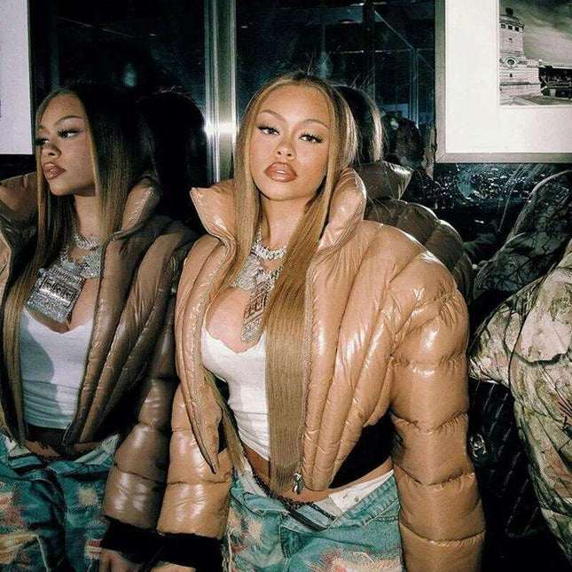 Luxe Cropped Black Puffer Jacket - Y2K Inspired Streetwear Essential