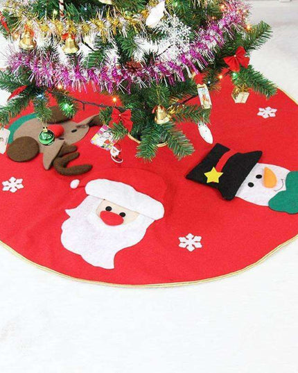 Festive Red Embroidered Christmas Tree Skirt - 90/100cm Diameter