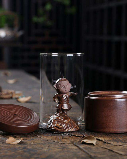 Majestic Monkey King Backflow Incense Burner with Shielding Windproof Cover