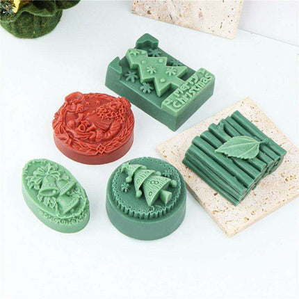 Elegant Holiday Candle Making Set: Santa Bell & Christmas Tree Molds