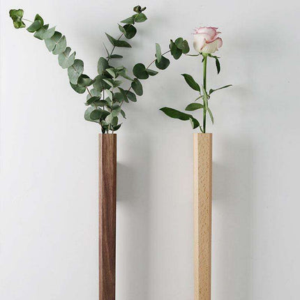 Chic Wooden Wall-Mounted Floral Vase - 14.5cm Elegant Display Stand