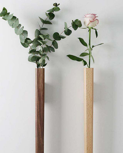 Chic Wooden Wall-Mounted Floral Vase - 14.5cm Elegant Display Stand