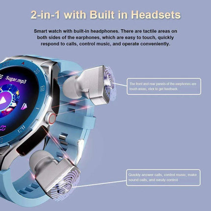 4GB Music-Streaming Smartwatch with Built-in GPS, TWS Earbuds, and Comprehensive Health Tracking Features - Très Elite