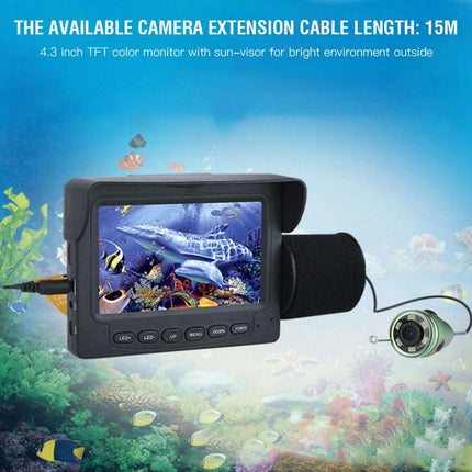4.3-Inch HD Color Underwater Fishing Camera with 15m Cable and Night Vision LED Lights for Ultimate Exploration - Très Elite