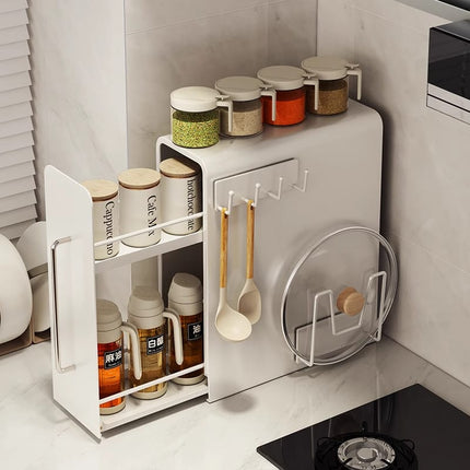 Dustproof Arc Shaped Multi Layer Floor Standing Spice Rack Carbon Steel