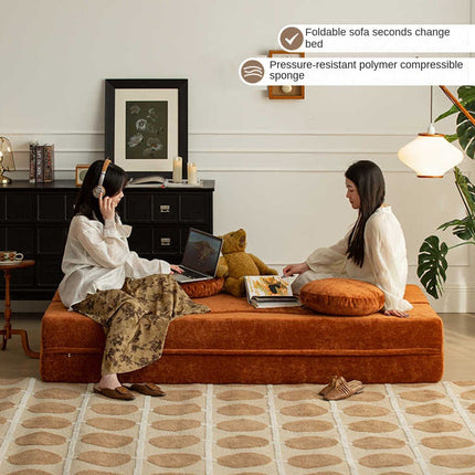 Foldable Sofa Bed - Vacuum-Compressed, Retro Fabric, Spac