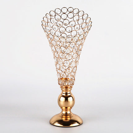 Golden Metal Rhinestone Candle Holder Chandelier for Home Decor – 17cm Dia x 37cm