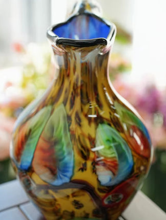 Leopard Print Glass Vase Ornament Handmade In Florence Neo Chinese Style