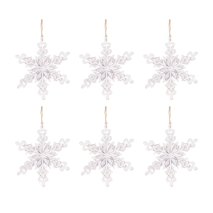 Room and Decor Set of 6 White Iron Snowflake Hangers for Christmas Orn