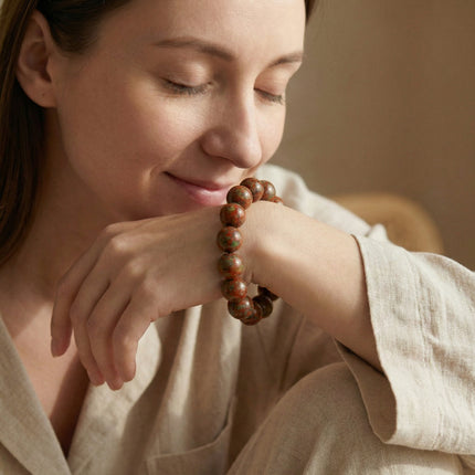 Très Elite Healing Crystal Bead Bracelet — TCM Gemstone | Amethyst, Jade & Lava Stone