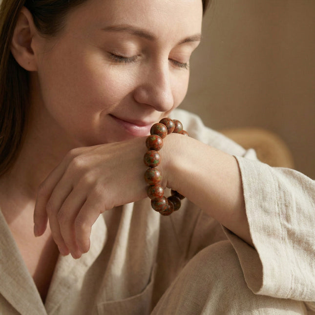 Très Elite Healing Crystal Bead Bracelet — TCM Gemstone | Amethyst, Jade & Lava Stone