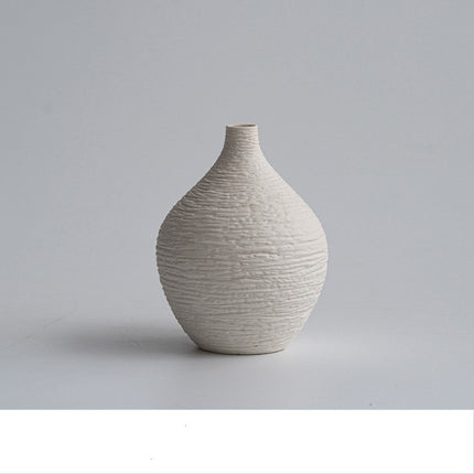Damon Jumping Knife Craft Ceramic Vase Small Japanese Style Gray Off White