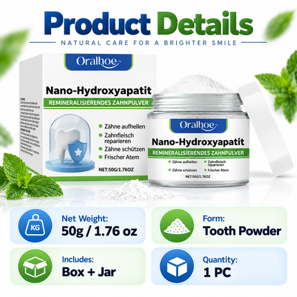 Winter Whitening Tooth Powder – 10% Hydroxyapatite, Enamel Repair & Cool Mint