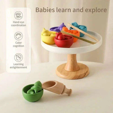 Rainbow Woodland Montessori Educational Toy - Wood & Wool Learning Board