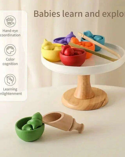 Rainbow Woodland Montessori Educational Toy - Wood & Wool Learning Board