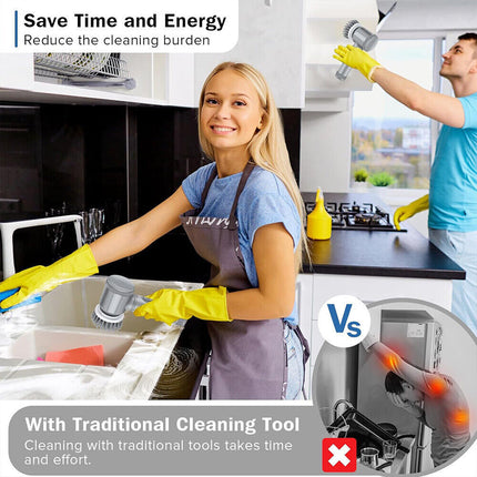 10Pcs Rechargeable Electric Cordless Cleaning Brush Spin Scrubber Turb