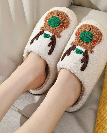 Christmas Shoes Winter Home Slippers Elk Soft Cozy Bedroom Slipper Slip On House Shoes