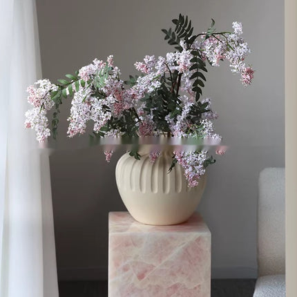 Beige Ceramic Vase Midi Modern New Chinese Style Home Decor