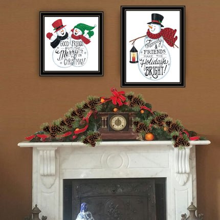Deb Strain 2-Piece Snowman Wall Art Set - Framed, Multicolor Decor