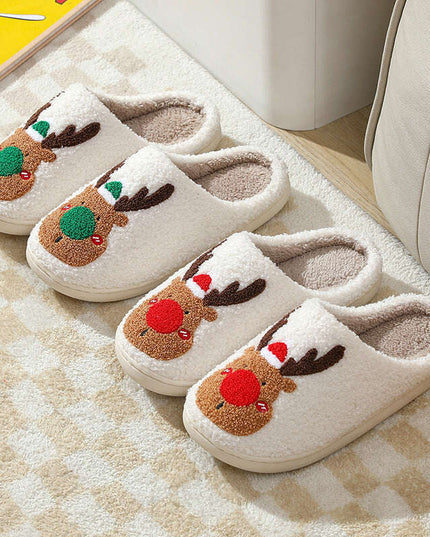 Christmas Shoes Winter Home Slippers Elk Soft Cozy Bedroom Slipper Slip On House Shoes