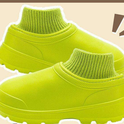 Cozy Velvet-Lined Waterproof Slides for Winter 2023 - Unisex Plush Cotton Footwear