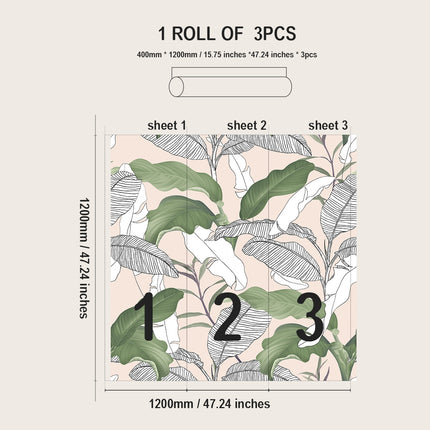 Plant Flower Pattern PVC Self Adhesive Wallpaper Moisture Proof Stain Resistant