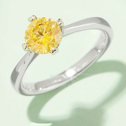 Rainbow Lab-Created Diamond Solitaire Ring with Platinum Coating