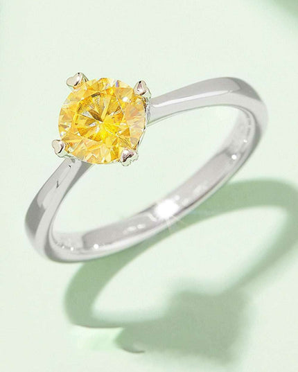 Rainbow Lab-Created Diamond Solitaire Ring with Platinum Coating