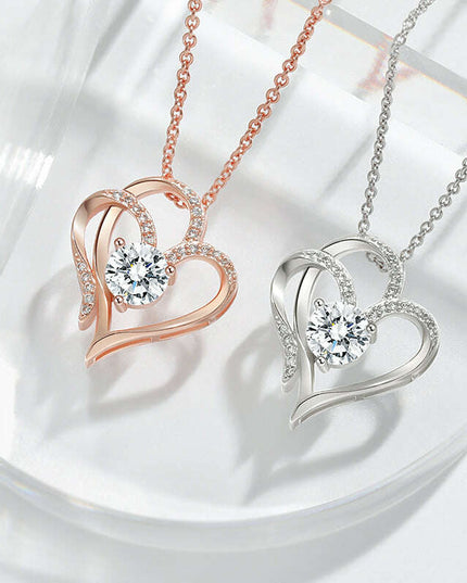 Personalized Heart-Shaped Zircon Love Necklace with Rhinestones