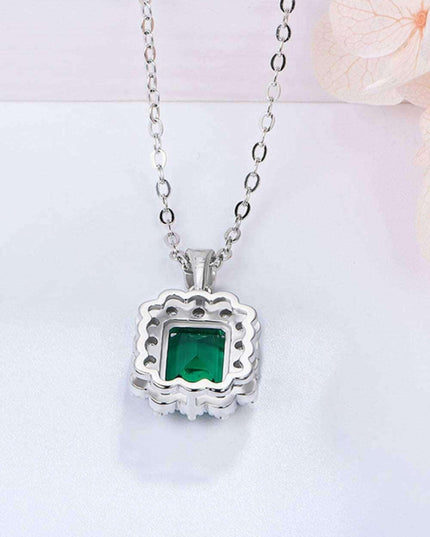 Opulent Lab-Created Emerald Necklace Ensemble with Sterling Silver Box