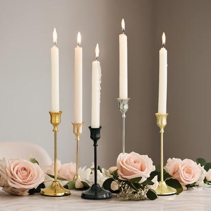 Copper Color Aluminum Alloy Candle Holder With Electroplated Ornaments