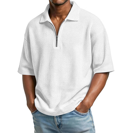 Peekaboo Studio Men's Waffle-Weave Polo Shirt, Short-Sleeved, Beach St