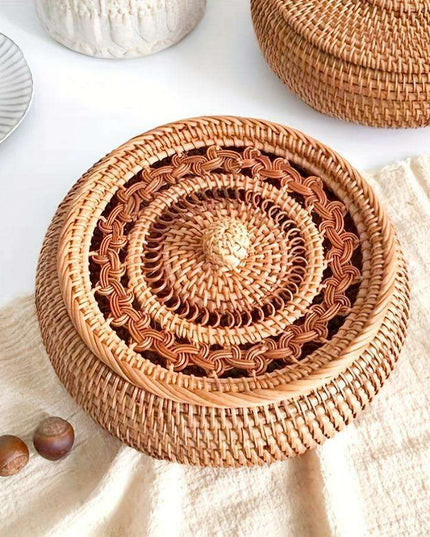 Chic Handcrafted Rattan Storage Basket with Lid