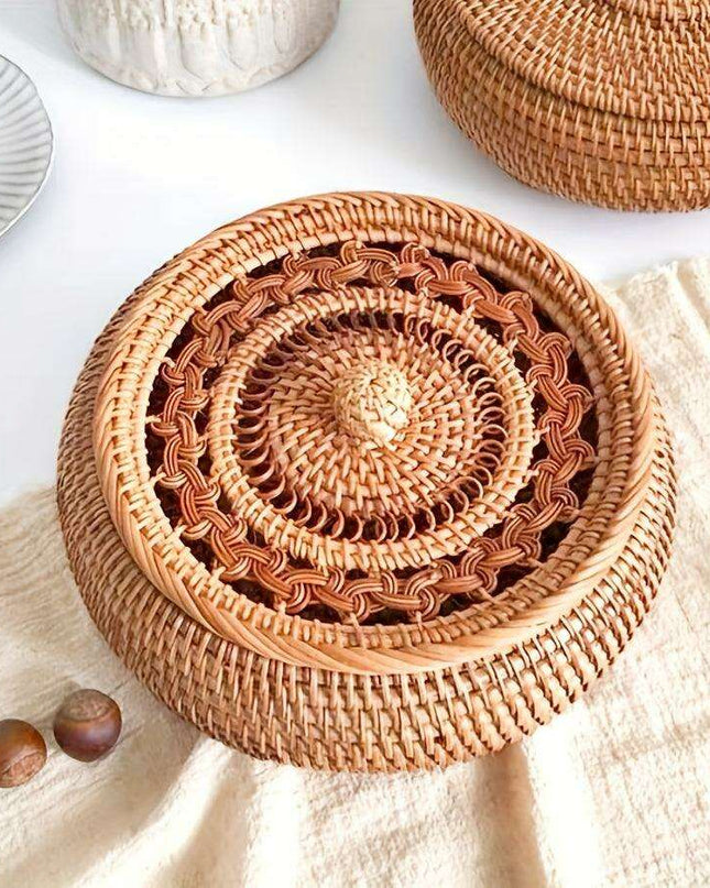 Chic Handcrafted Rattan Storage Basket with Lid