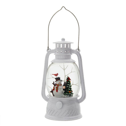 Room and Decor LED Snowman & Tree Water Lantern with Timer, White
