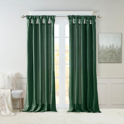 Room & Decor Twist Tab Lined Window Curtain Panel, 50x95", Green, Poly