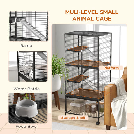 Peekaboo Studio Rolling Small Animal Cage 53.5"H with Removable Tray &
