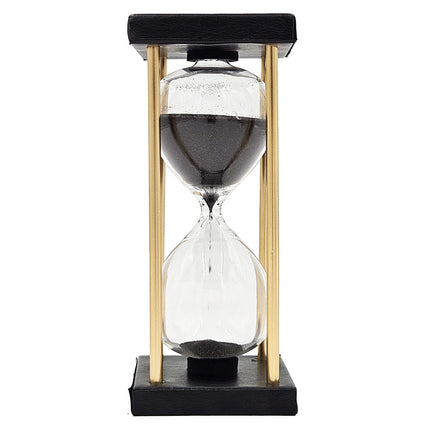 Stanley 15-Minute Hourglass with Metal Stand - Black Glass & Leather
